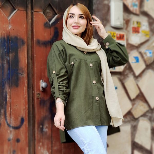 429005-05-min مانتو لینن دکمه چوبی 429005 - Image 10