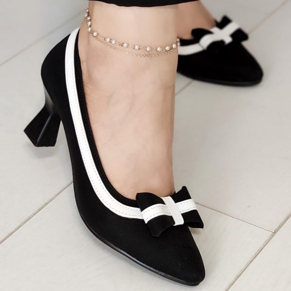 کفش پاشنه دار مشکی سفید