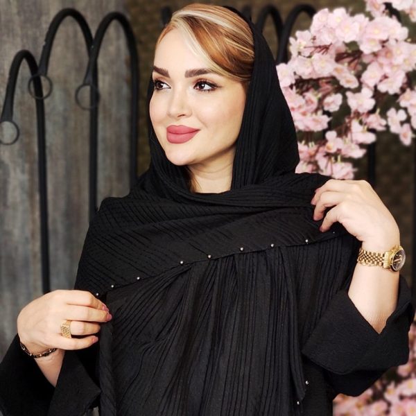 روسری لبه مرواریدی مشکی - مانتو پاتریس رشت