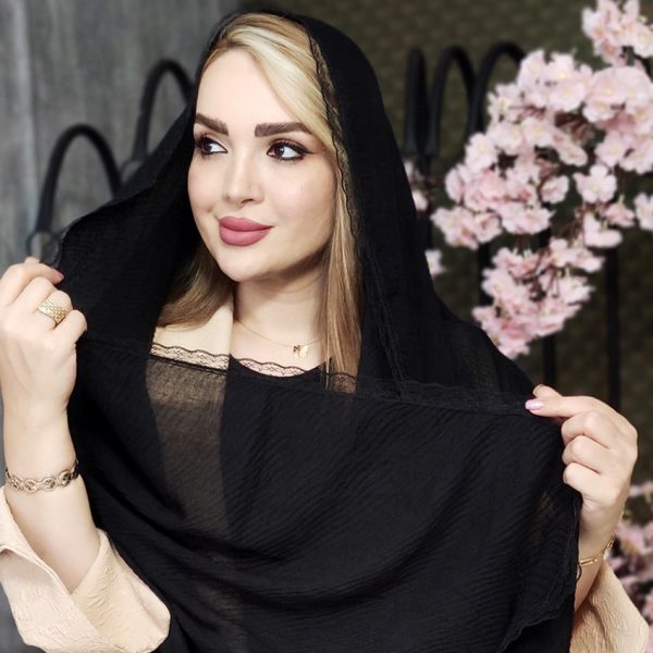 شال لبه توری مشکی - مانتو پاتریس رشت