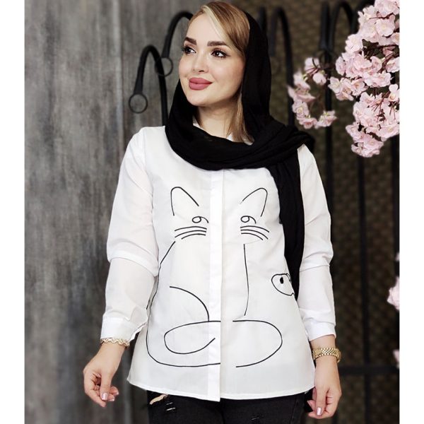 شومیز سفید ماهی و گربه - مانتو پاتریس رشت