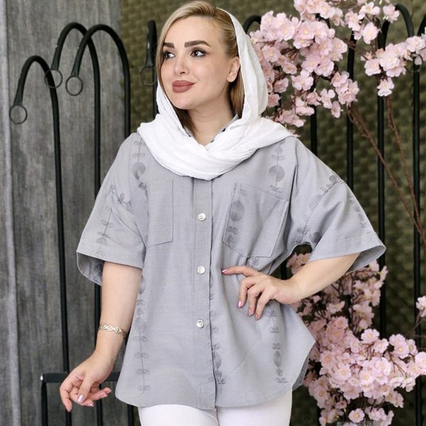 شومیز لینن آستین کوتاه - مانتو پاتریس رشت