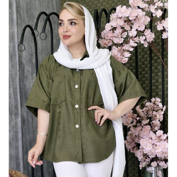 شومیز لینن آستین کوتاه - مانتو پاتریس رشت