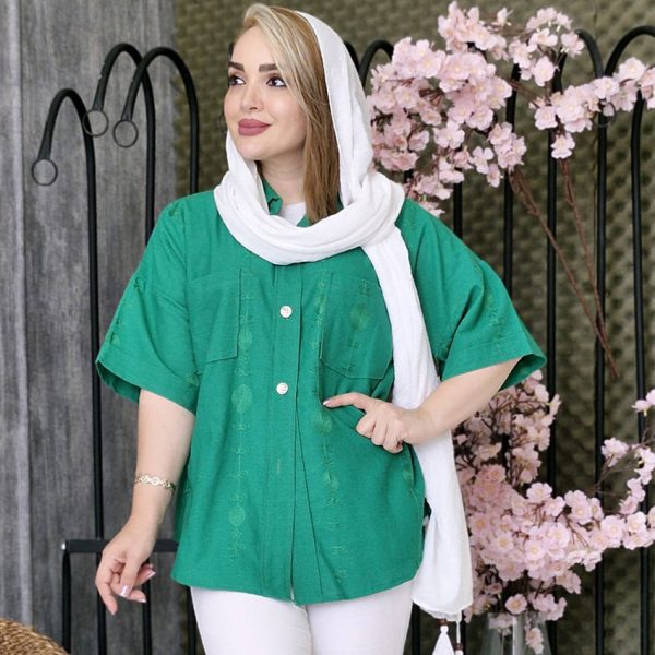 شومیز لینن آستین کوتاه - مانتو پاتریس رشت