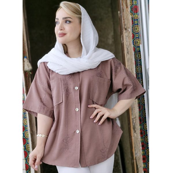 شومیز لینن آستین کوتاه - مانتو پاتریس رشت