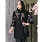 مانتو مشکی برگ - مانتو پاتریس رشت