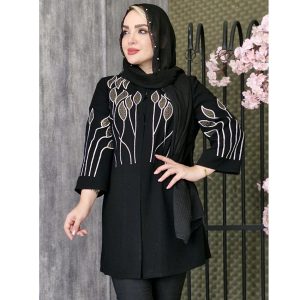 مانتو مشکی برگ - مانتو پاتریس رشت