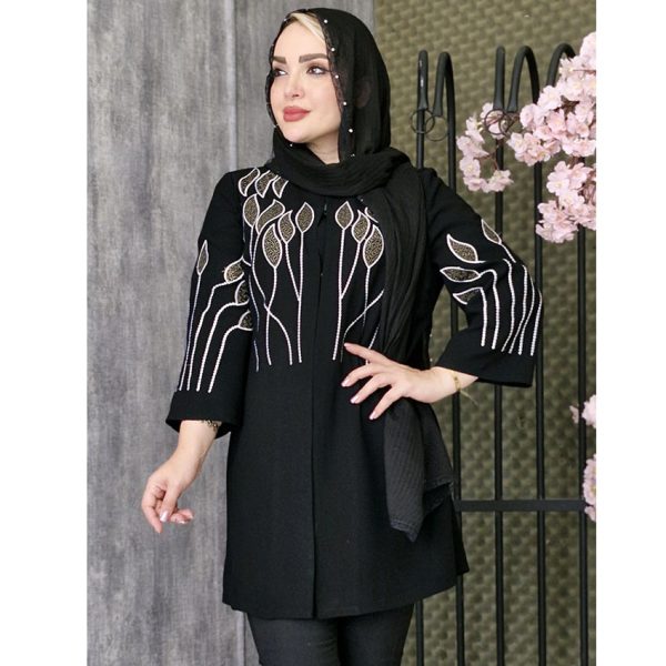 مانتو مشکی برگ - مانتو پاتریس رشت