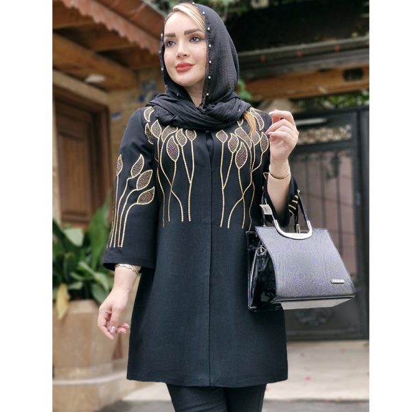 مانتو مشکی برگ - مانتو پاتریس رشت