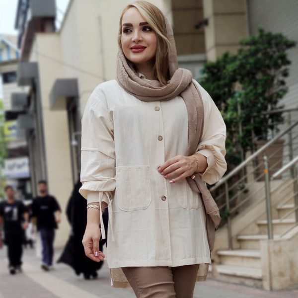 مانتو لینن پشت دکمه - مانتو پاتریس رشت