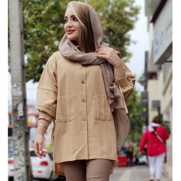 مانتو لینن پشت دکمه - مانتو پاتریس رشت