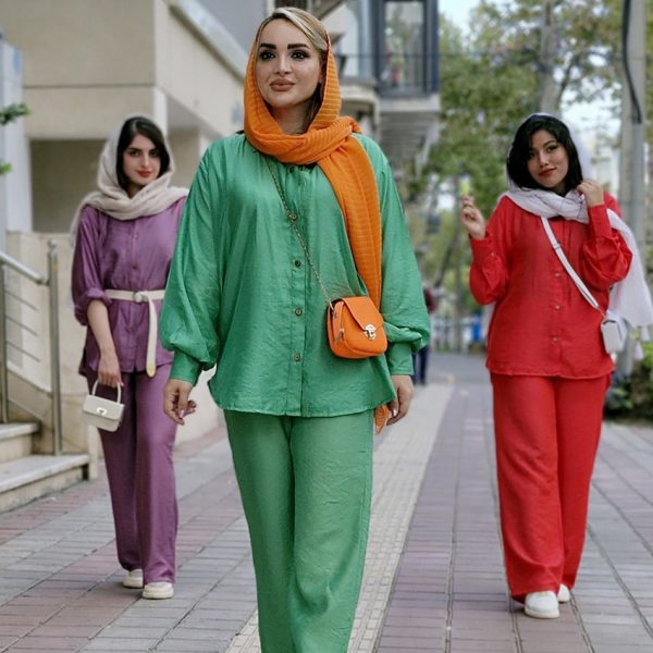 ست مانتو شلوار بابوس رنگی