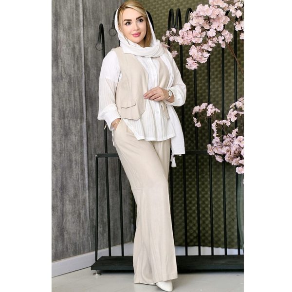 ست 3 تیکه لینن کجراه - مانتو پاتریس رشت