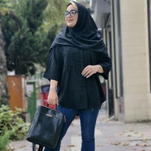 مانتو مشکی راه راه مراکشی - مانتو پاتریس رشت