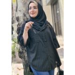 مانتو مشکی راه راه مراکشی
