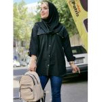 مانتو داکرون آستین بندی مشکی