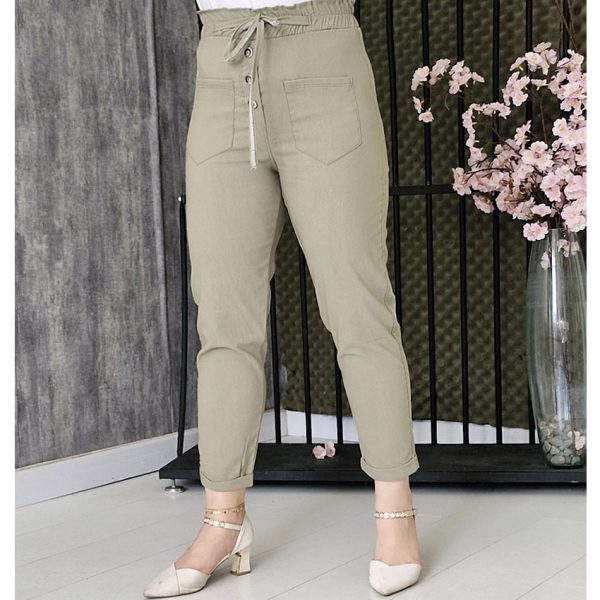 شلوار مام پاکتی زیتونی - مانتو پاتریس رشت