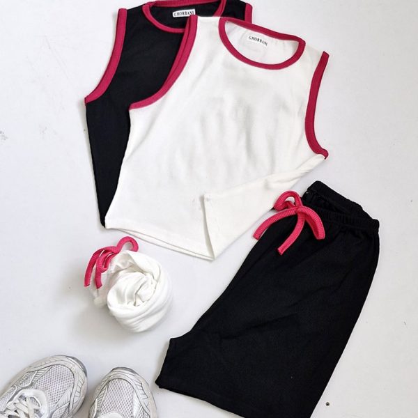 ست تاپ شورتک نوار صورتی - مانتو پاتریس رشت