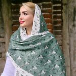 شال پلیسه گلدار سبز - مانتو پاتریس رشت