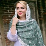 شال پلیسه گلدار سبز - مانتو پاتریس رشت
