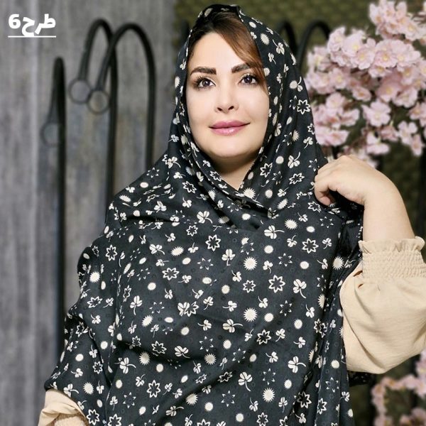 شال کرم مشکی طرحدار - مانتو پاتریس رشت