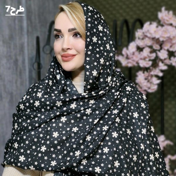 شال کرم مشکی طرحدار - مانتو پاتریس رشت