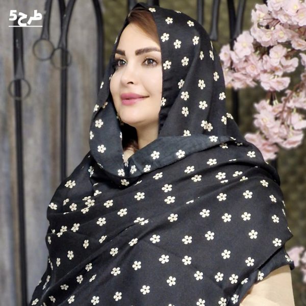 شال کرم مشکی طرحدار - مانتو پاتریس رشت