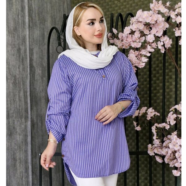 4280027مانتو راه راه بغل دکمه