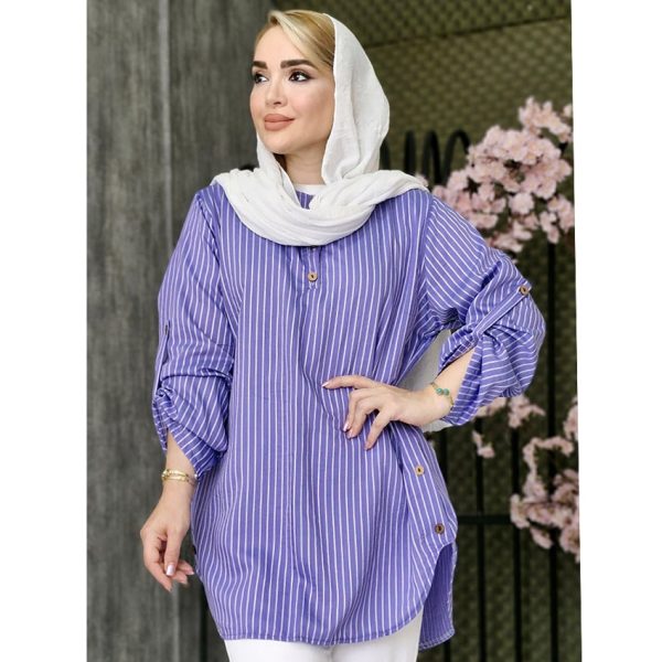 4280027مانتو راه راه بغل دکمه