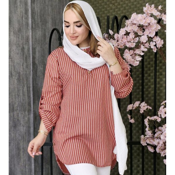 4280027مانتو راه راه بغل دکمه