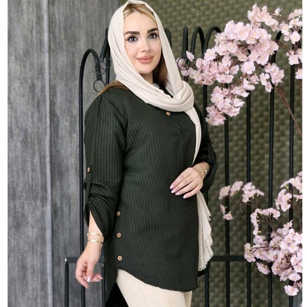 4280027مانتو راه راه بغل دکمه