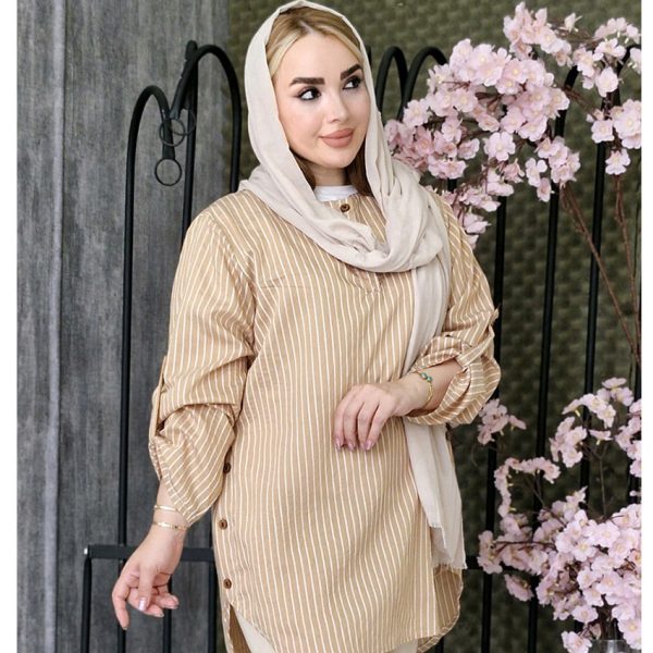 4280027مانتو راه راه بغل دکمه