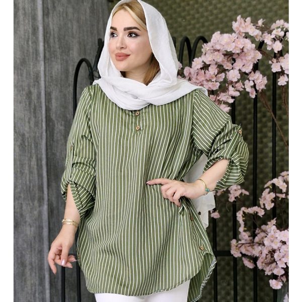 4280027مانتو راه راه بغل دکمه