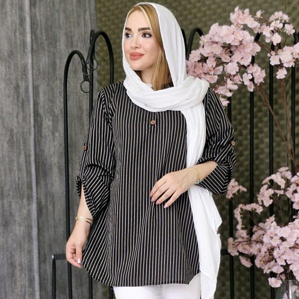 4280027مانتو راه راه بغل دکمه