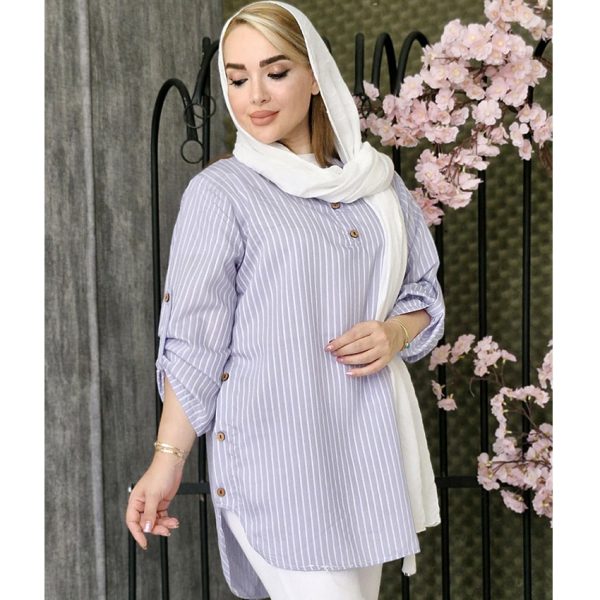 4280027مانتو راه راه بغل دکمه