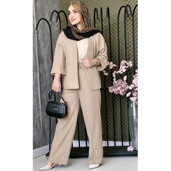 ست کت شلوار لینن دو جیب