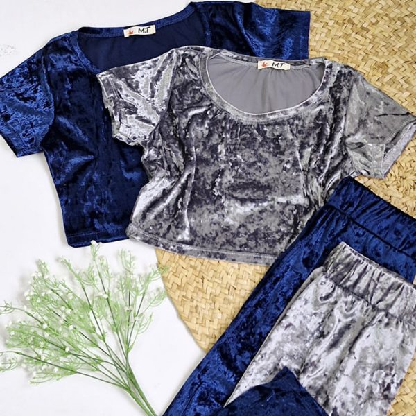 ست تیشرت کراپ و شلوار مخمل - مانتو پاتریس رشت