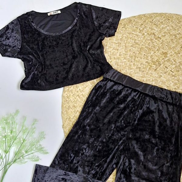 ست تیشرت کراپ و شلوار مخمل - مانتو پاتریس رشت