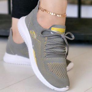 کتونی اسکیچرز طوسی زرد