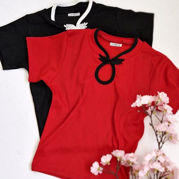 تیشرت فانریپ یقه نواری - مانتو پاتریس رشت