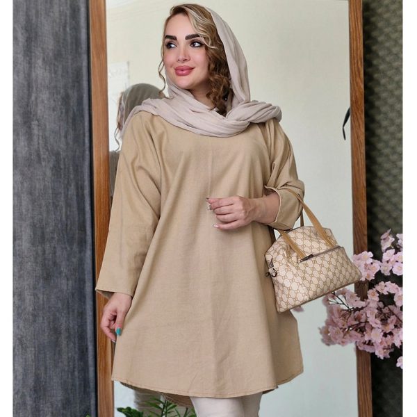 مانتو جلوبسته لینن بغل چاک