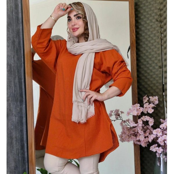 مانتو جلوبسته لینن بغل چاک