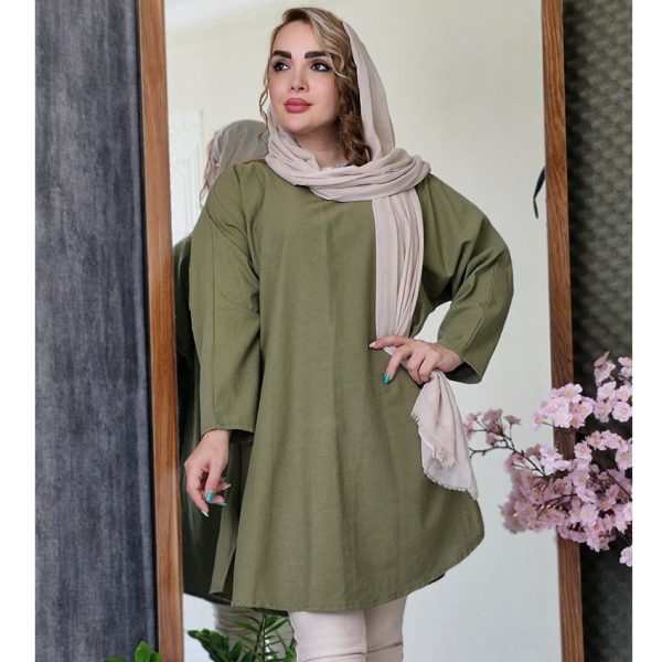 مانتو جلوبسته لینن بغل چاک