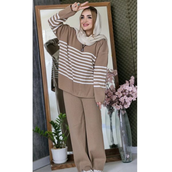 ست بافت راه راه - مانتو پاتریس رشت