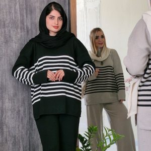 ست بافت راه راه - مانتو پاتریس رشت