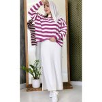 ست بلوز دامن بافت راه راه - مانتو پاتریس رشت