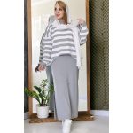 ست بلوز دامن بافت راه راه - مانتو پاتریس رشت