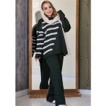 ست بافت راه راه سفید - مانتو پاتریس رشت