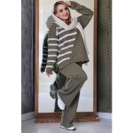 ست بافت راه راه سفید - مانتو پاتریس رشت