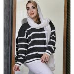 بلوز بافت راه راه یقه گرد - مانتو پاتریس رشت